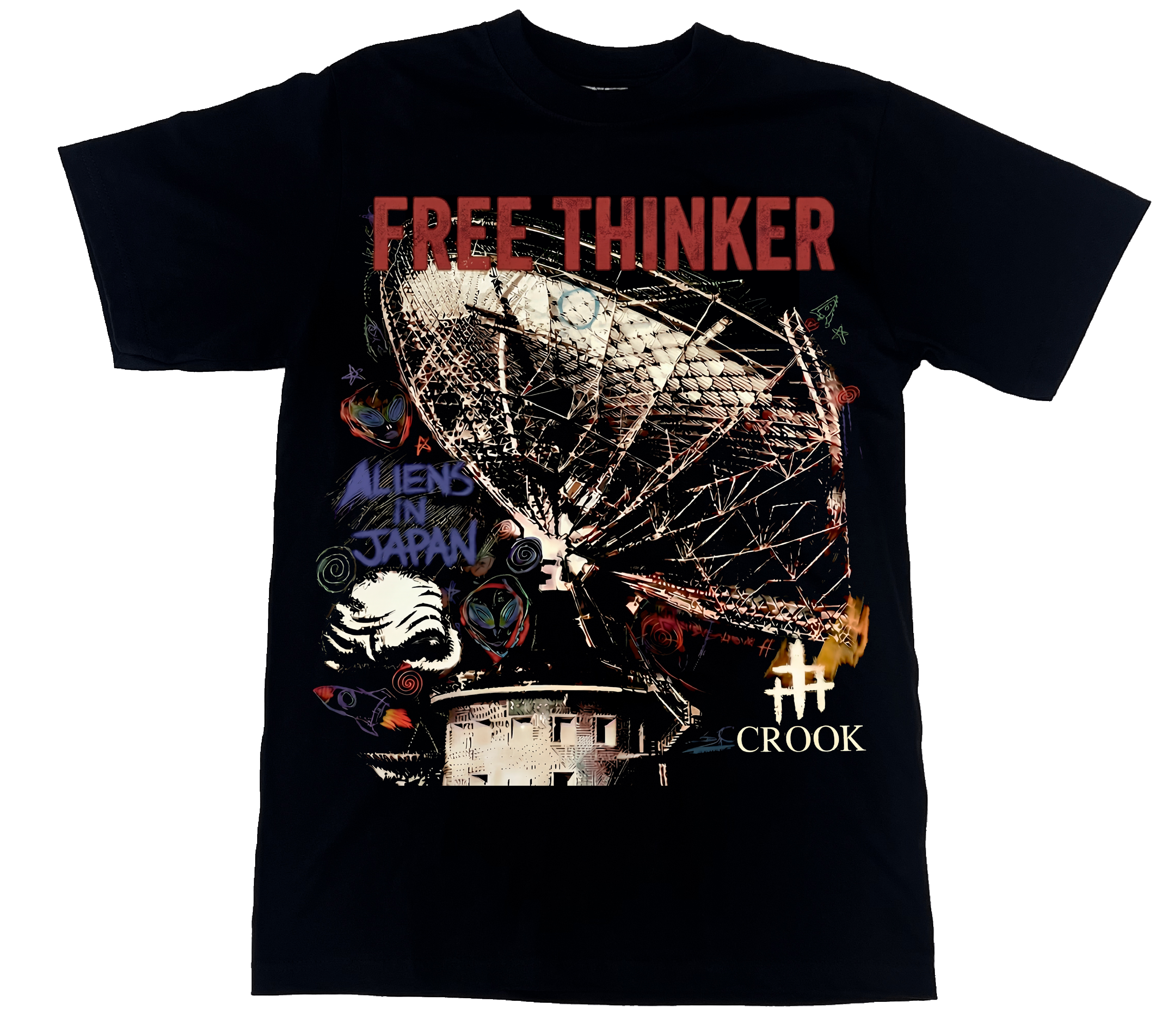 Crook X Billyracxx "Aliens in Japan" Black Tee